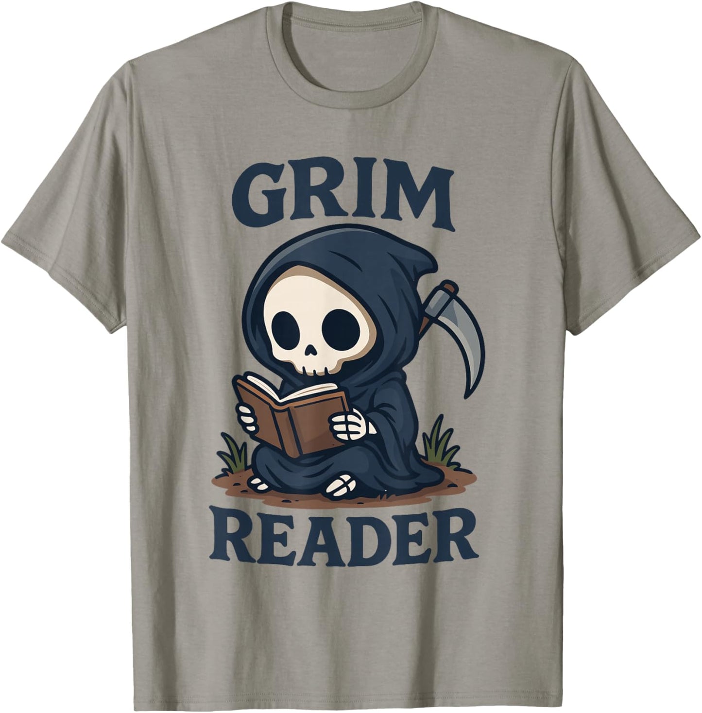 Grim Reader | Funny Dark Humor Read Book & Library Lovers T-Shirt - T-Shirt | Sand