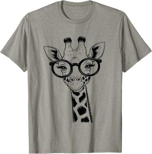 Giraffe Glasses Cool Giraffe Animal Lover T-Shirt - T-Shirt | Sand