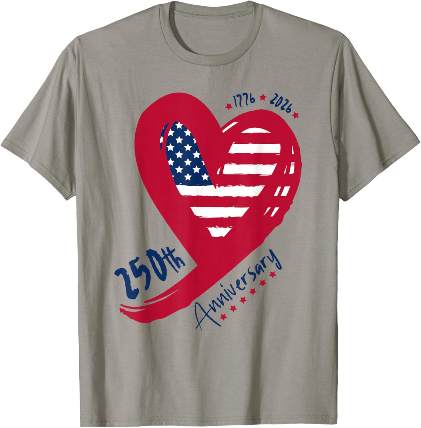 250th Anniversary 250 Years USA Flag Patriotic Heart America T-Shirt - T-Shirt | Sand