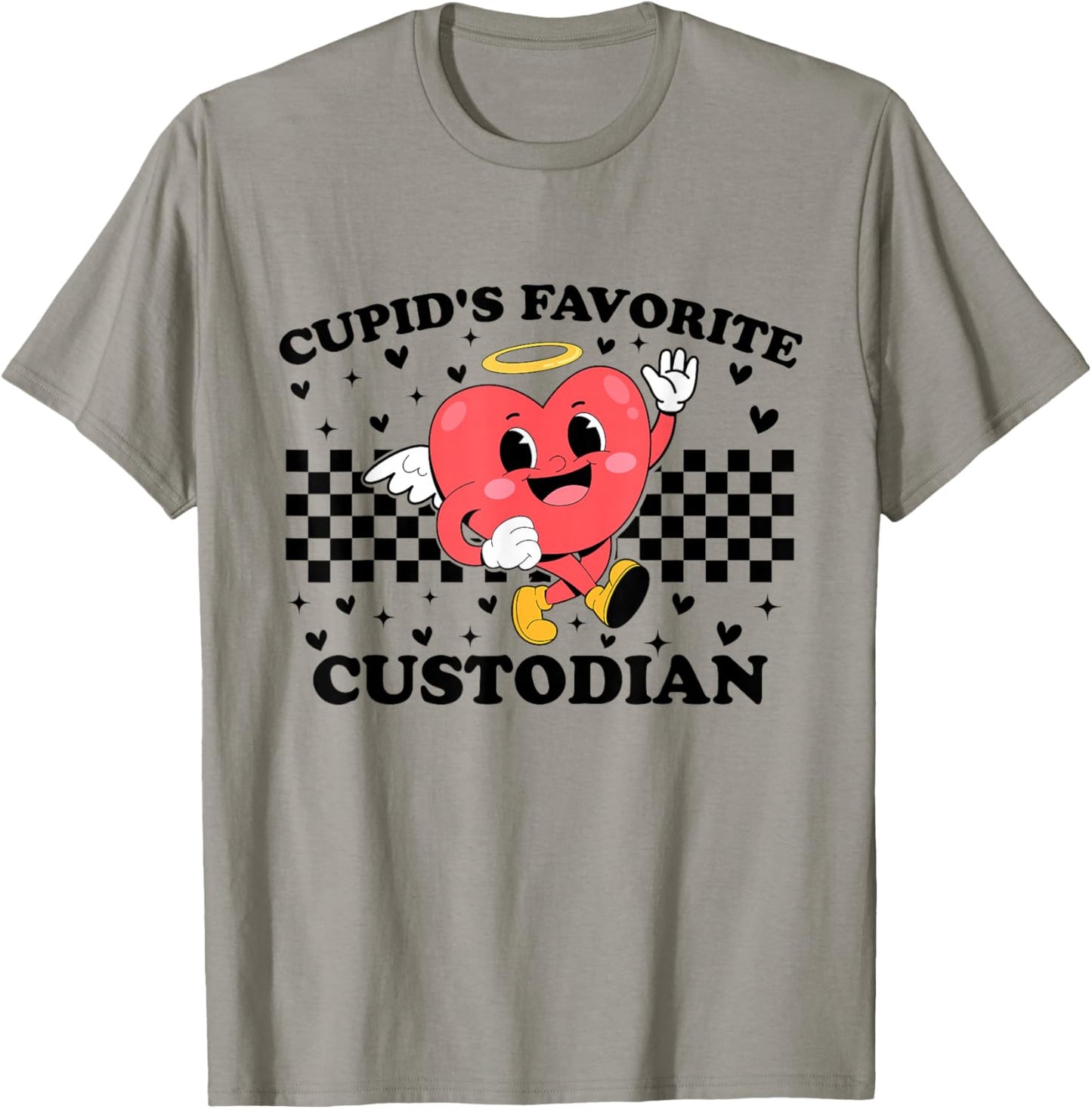 Cupid’s Favorite Custodian Valentines Funny Cupid T-Shirt - T-Shirt | Sand