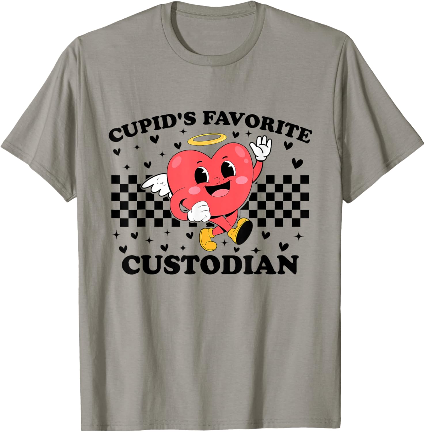 Cupid’s Favorite Custodian Valentines Funny Cupid T-Shirt - T-Shirt | Sand