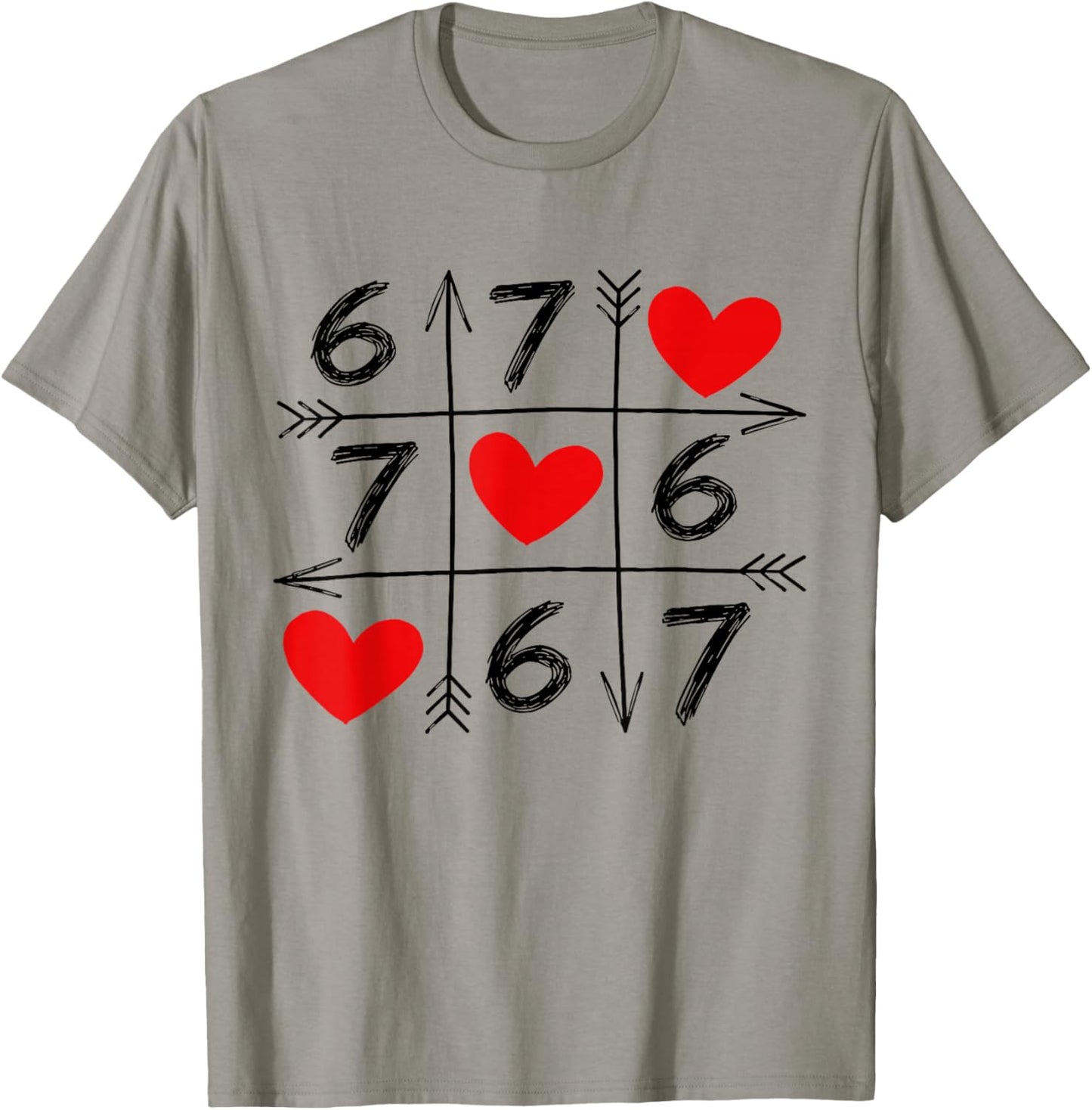 Valentine’s Day 67 Six Seven Meme Love 6 7 Heart Couple T-Shirt - T-Shirt | Sand