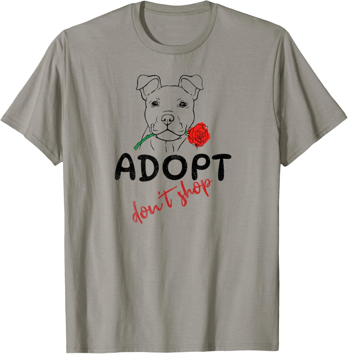 Retro Adopt Don't Shop, Cute Puppy with Rose, Cute Dog T-Shirt - T-Shirt | Sand
