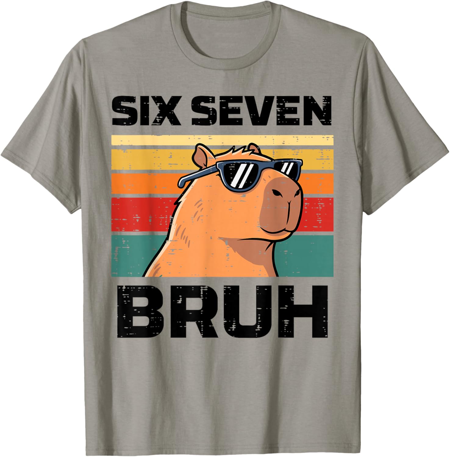 Six Seven Bruh Capybara Funny 67 6 7 Meme Kids Boys Youth T-Shirt - T-Shirt | Sand