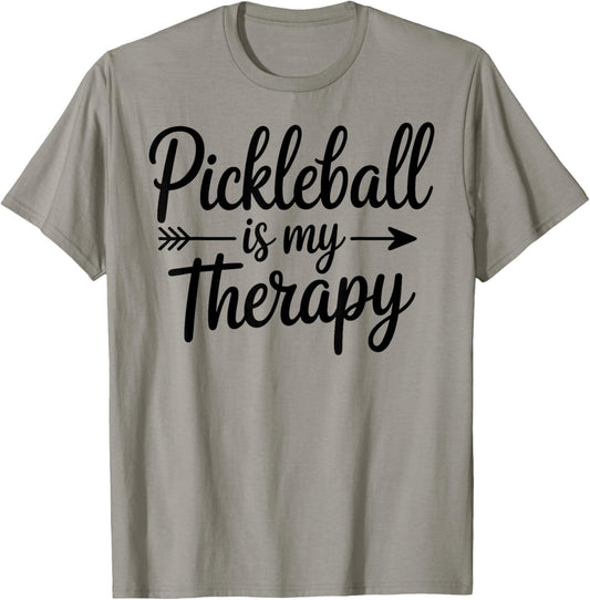 Pickleball is My Therapy Player Dink Paddle Court Retro T-Shirt - T-Shirt | Sand