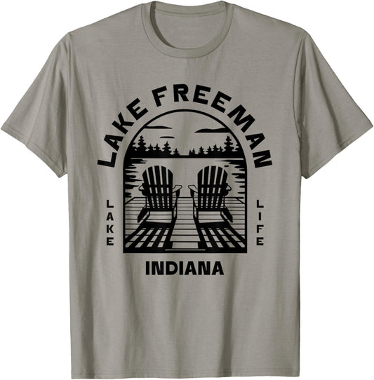 Lake Freeman Indiana Outdoors Vintage T-Shirt - T-Shirt | Sand