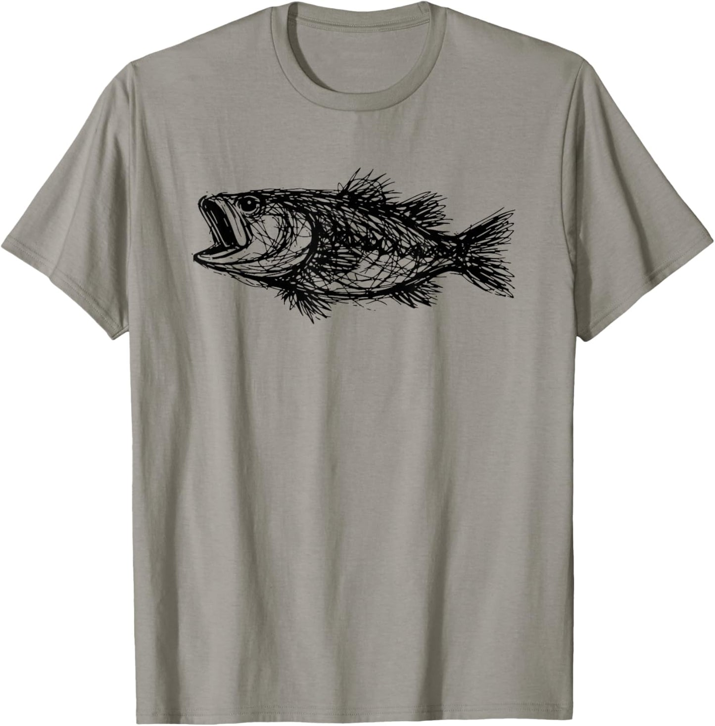 Minimal Line Art Minimalist Abstract Sketch Scribble Bass T-Shirt - T-Shirt | Sand