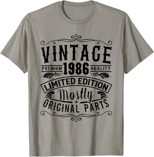 Born in 1986 Birthday, Vintage Mostly Original Parts Funny T-Shirt - T-Shirt | Sand