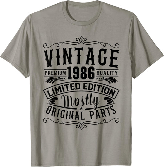 Born in 1986 Birthday, Vintage Mostly Original Parts Funny T-Shirt - T-Shirt | Sand