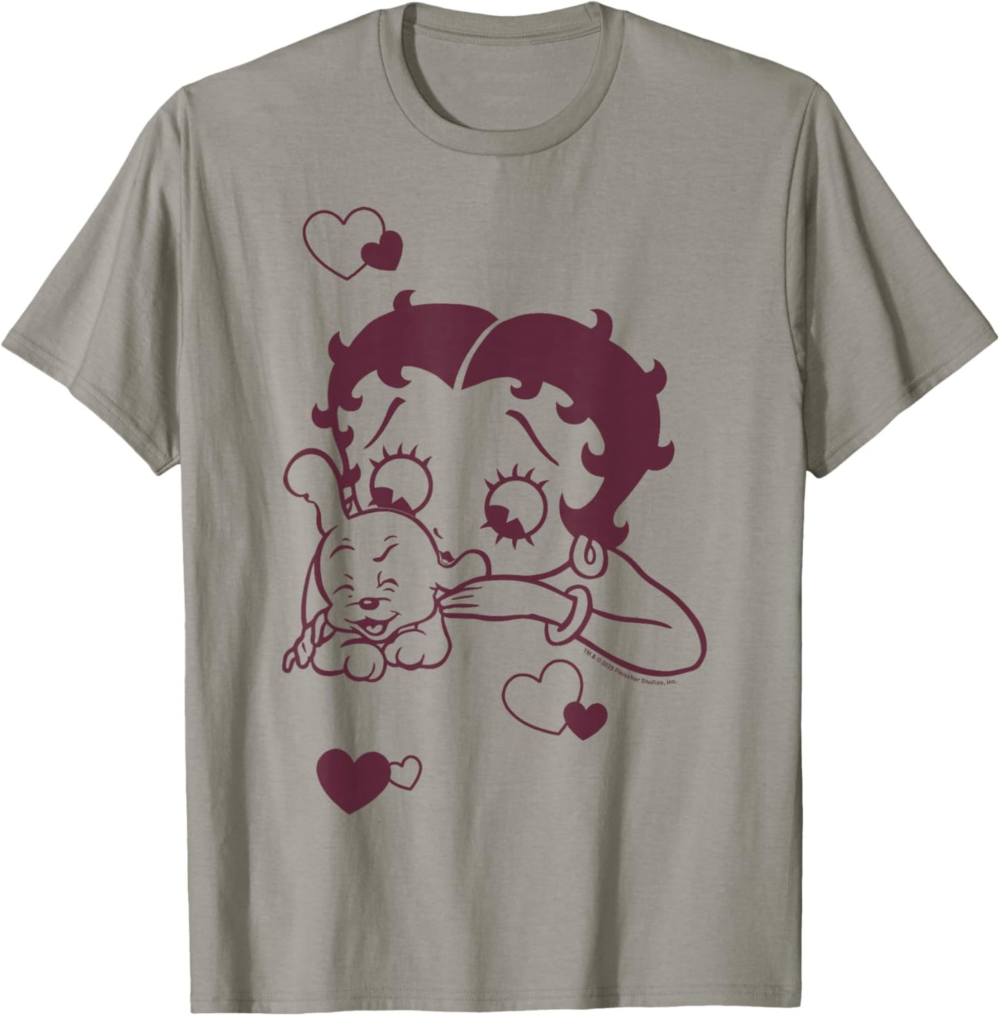 Betty Boop Betty Hugging Pudgy Heart T-Shirt - T-Shirt | Sand