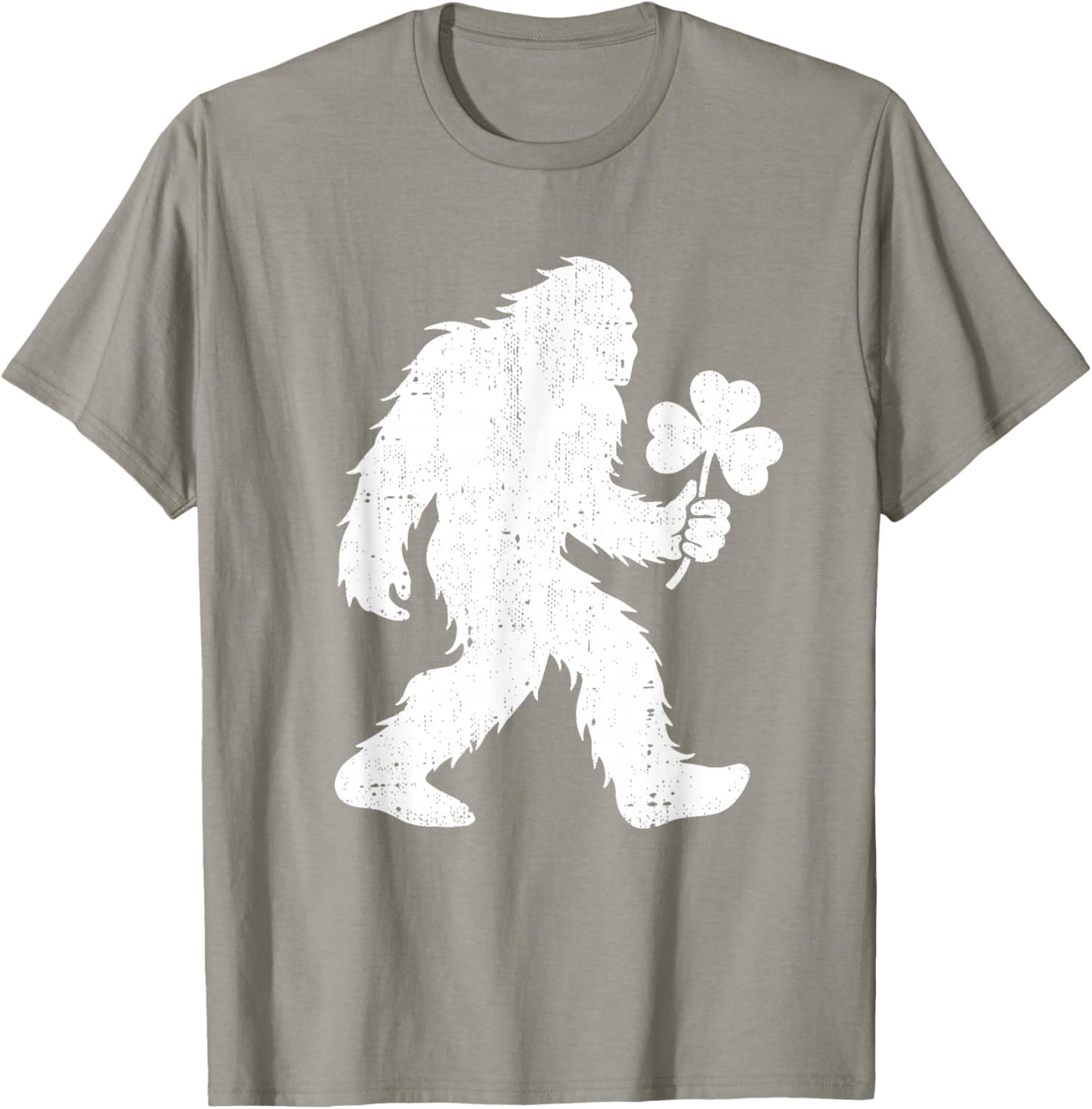 Bigfoot Shamrock St Patricks Day Adults Kids March T-Shirt - T-Shirt | Sand