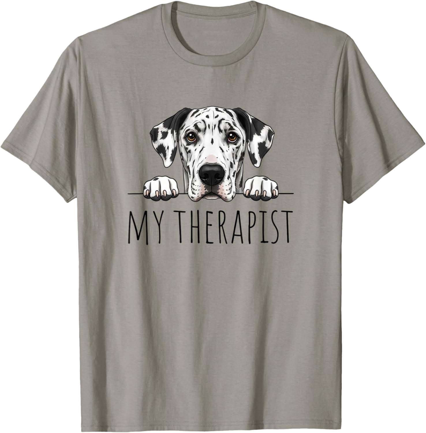 Harlequin Great Dane My Therapist T-Shirt - T-Shirt | Sand