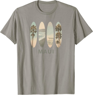 Maui Hawaii Retro Surfboard Graphic T-Shirt - T-Shirt | Sand