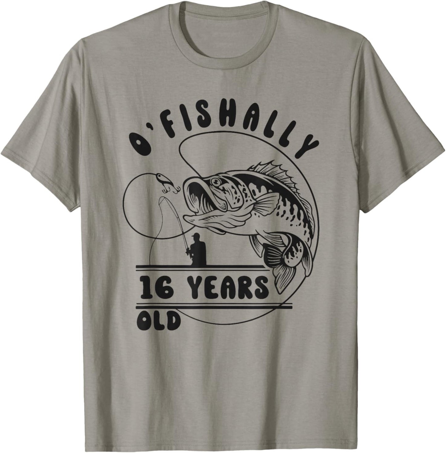 O’fishally 16 Years Old, Funny Fishing 16th Birthday T-Shirt - T-Shirt | Sand