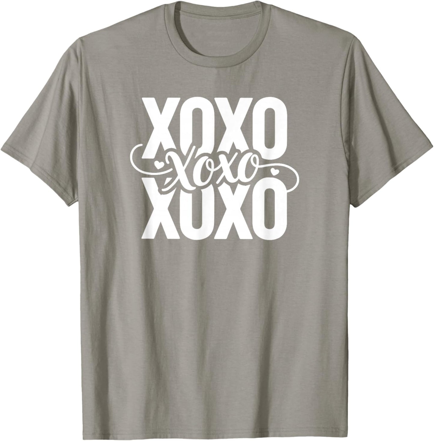 XOXO Hugs and Kisses Pink Retro Typography Valentine T-Shirt - T-Shirt | Sand