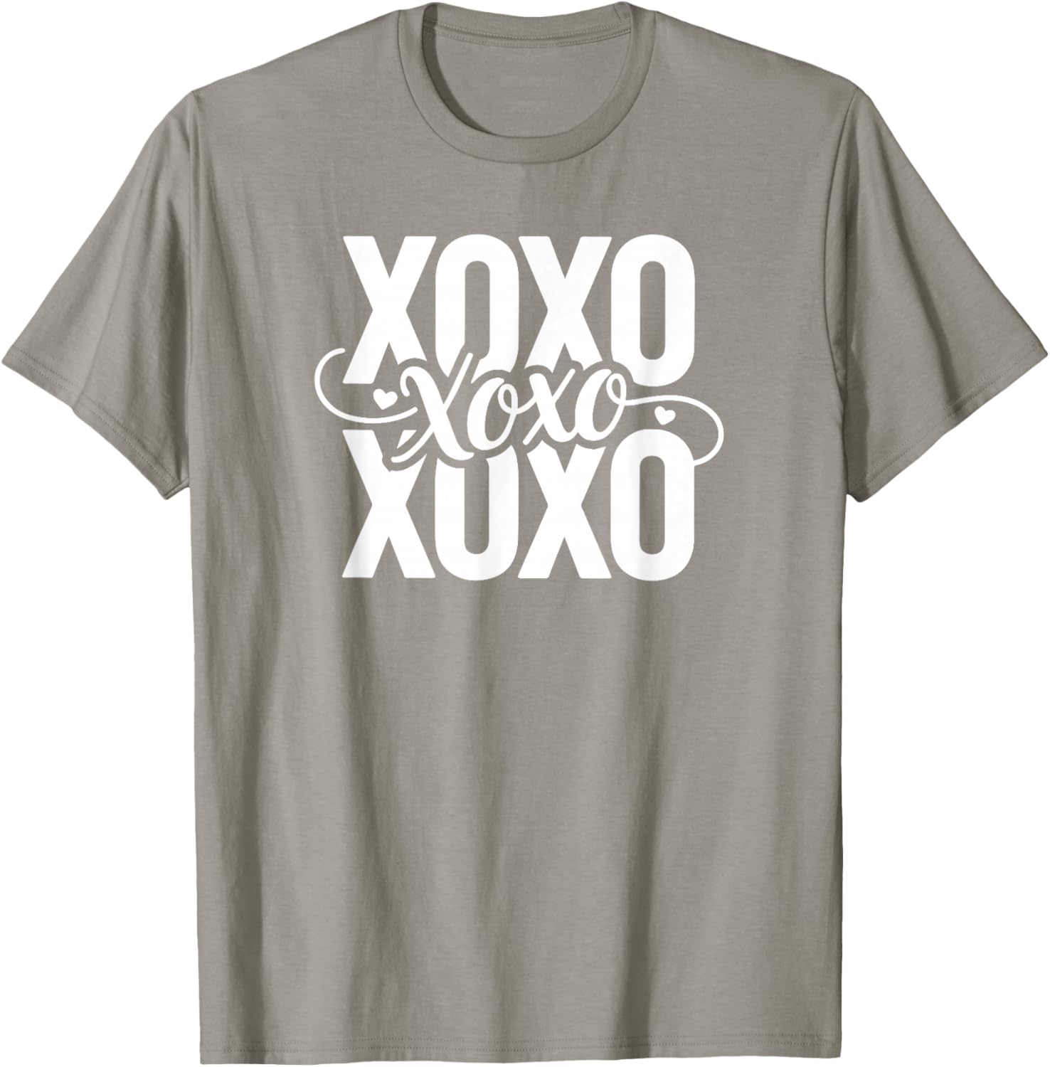 XOXO Hugs and Kisses Pink Retro Typography Valentine T-Shirt - T-Shirt | Sand