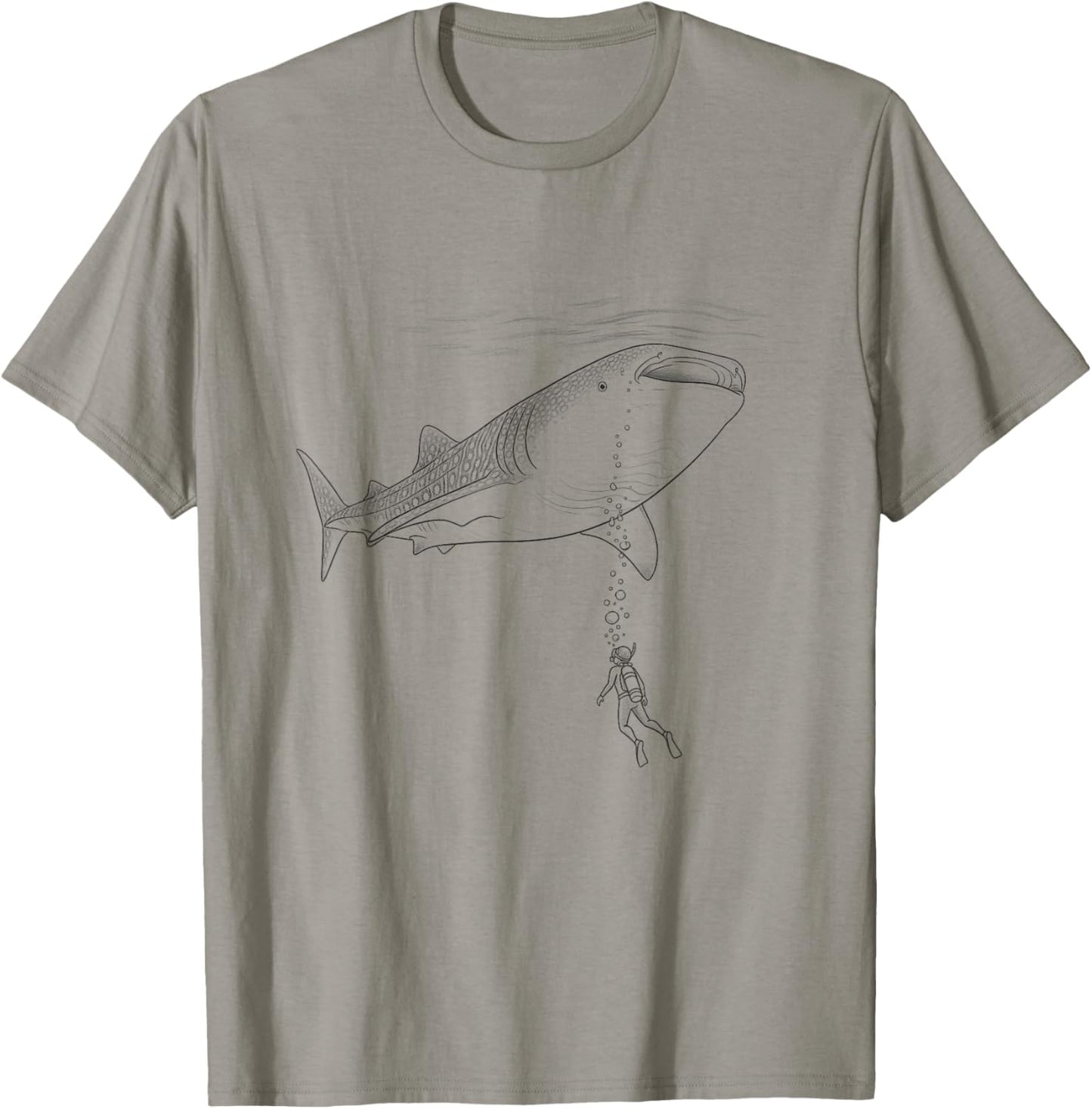 Vintage Whale Shark Diving Drawing Art Design T-Shirt - T-Shirt | Sand