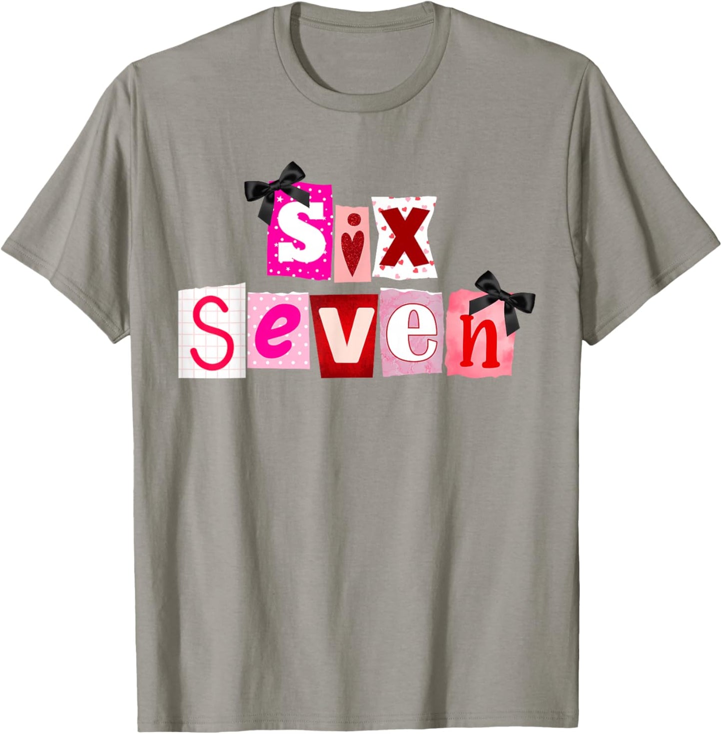 Valentines Day Six Seven 6 7 Meme Heart 67 Girls Kids T-Shirt - T-Shirt | Sand