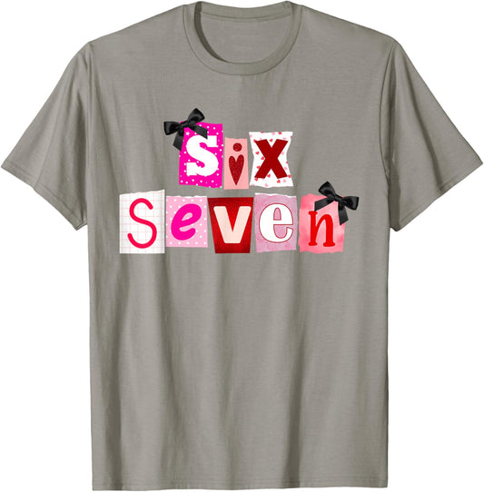 Valentines Day Six Seven 6 7 Meme Heart 67 Girls Kids T-Shirt - T-Shirt | Sand