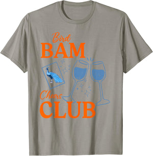 Bird Bam Cheers Club Peacock Mahjong Chinese Mah Jong Wine T-Shirt - T-Shirt | Sand