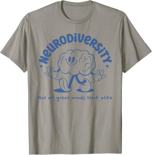 Neurodiversity All Great Minds Dont Think Alike Autism Brain T-Shirt - T-Shirt | Sand