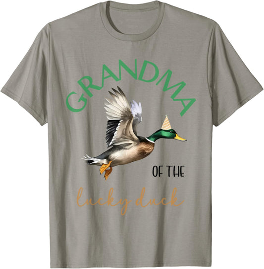 Grandma of The Lucky Birthday Duck Hunting 1st Birthday T-Shirt - T-Shirt | Sand