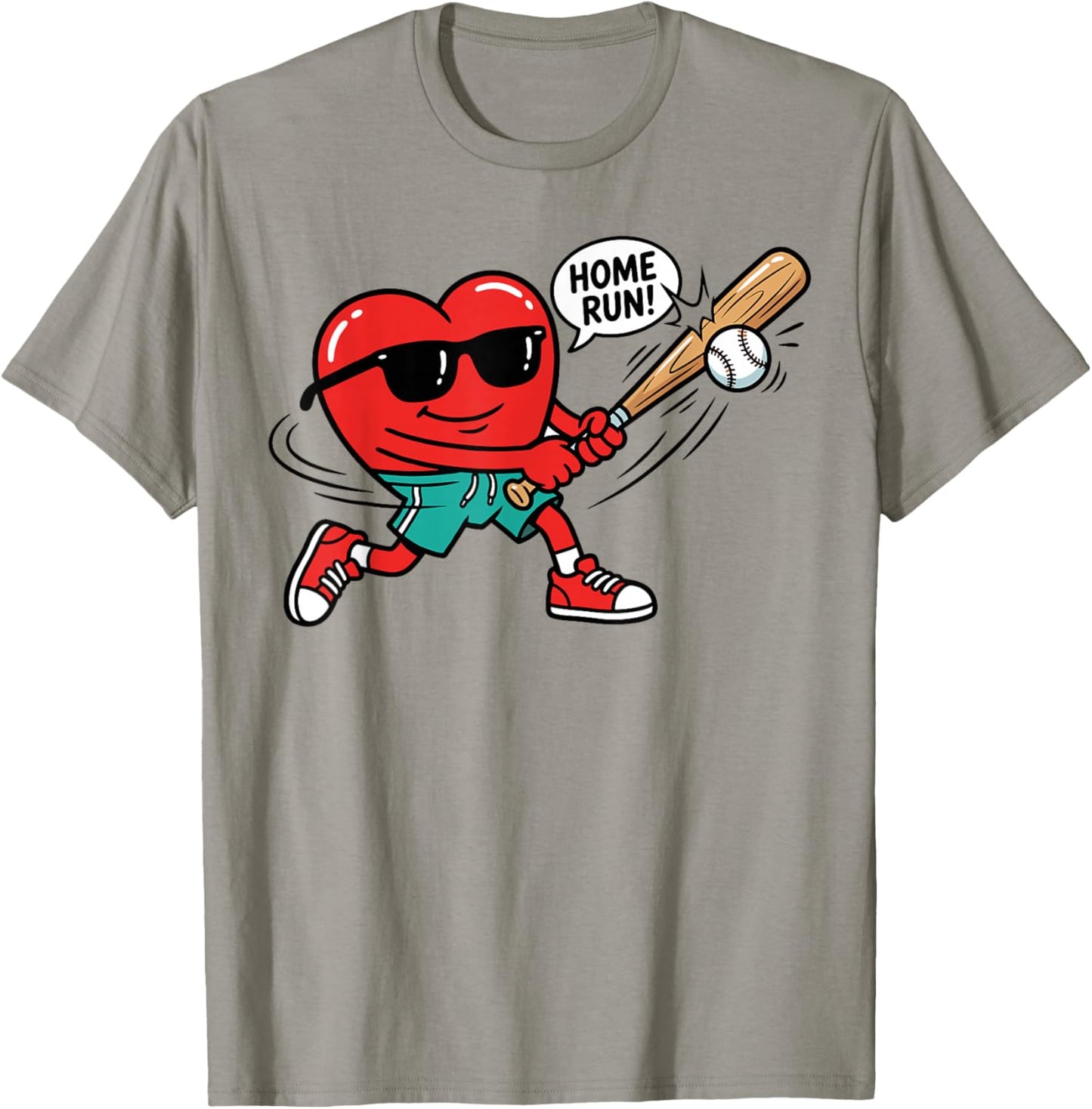 Heart Valentines Day Baseball Men Boys Kids Teens T-Shirt - T-Shirt | Sand