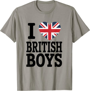 Great Britain Flag Heart Graphic - I Love British Boys T-Shirt - T-Shirt | Sand