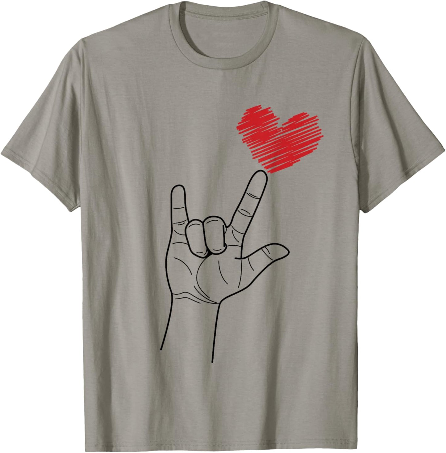 American Sign I Love You Hand Sign ASL Heart Women Kids Men T-Shirt - T-Shirt | Sand