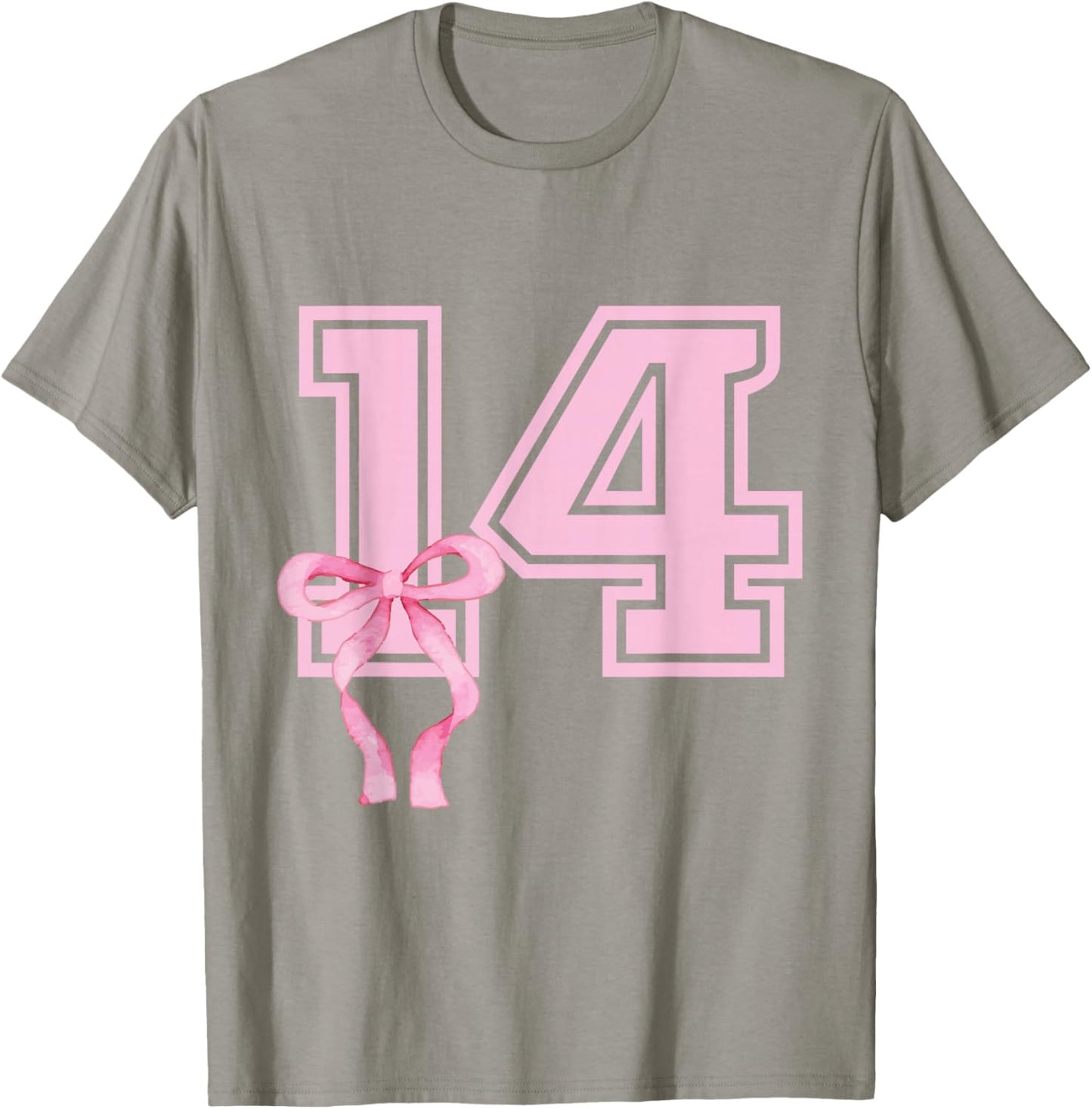 14th Birthday Girl Coquette Pink Bows Fourteenth Years Old T-Shirt - T-Shirt | Sand