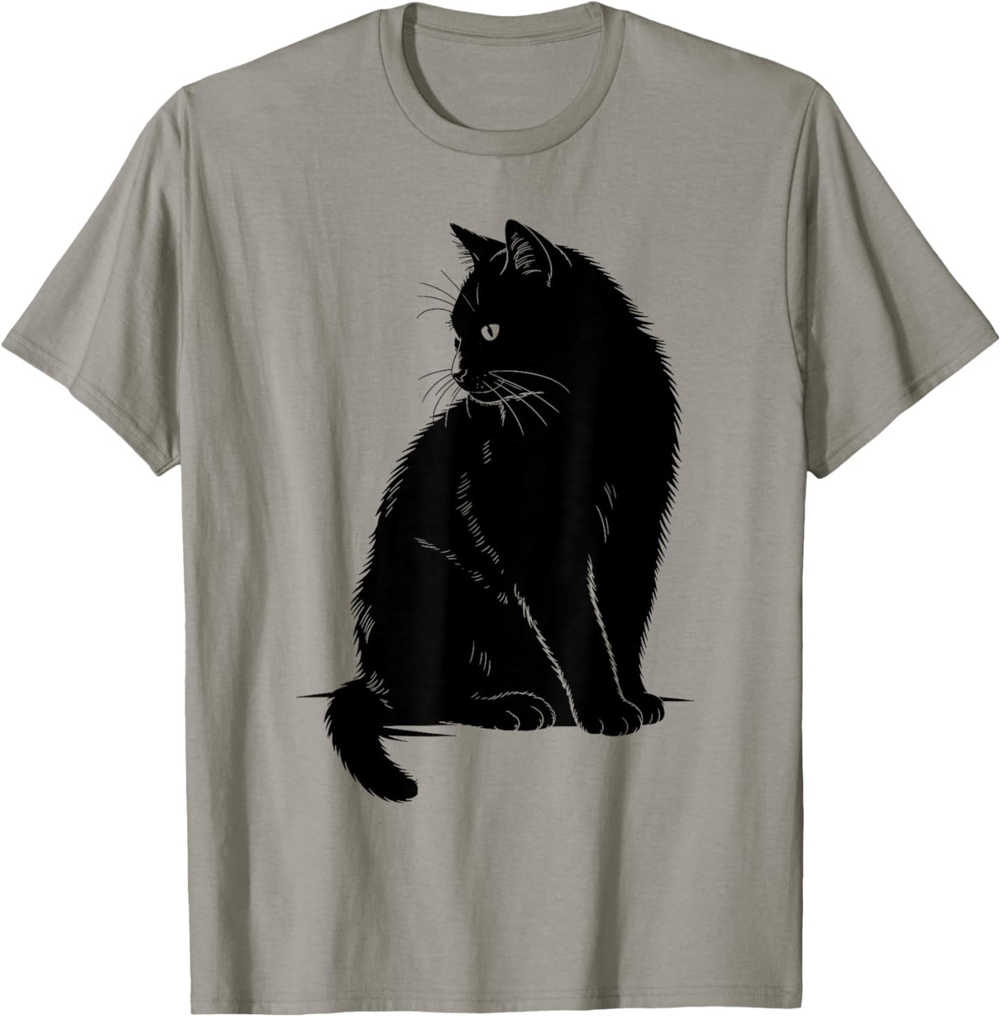 Minimalist Cat Art Cute Black Cat Owner Feline Art Kitten T-Shirt - T-Shirt | Sand