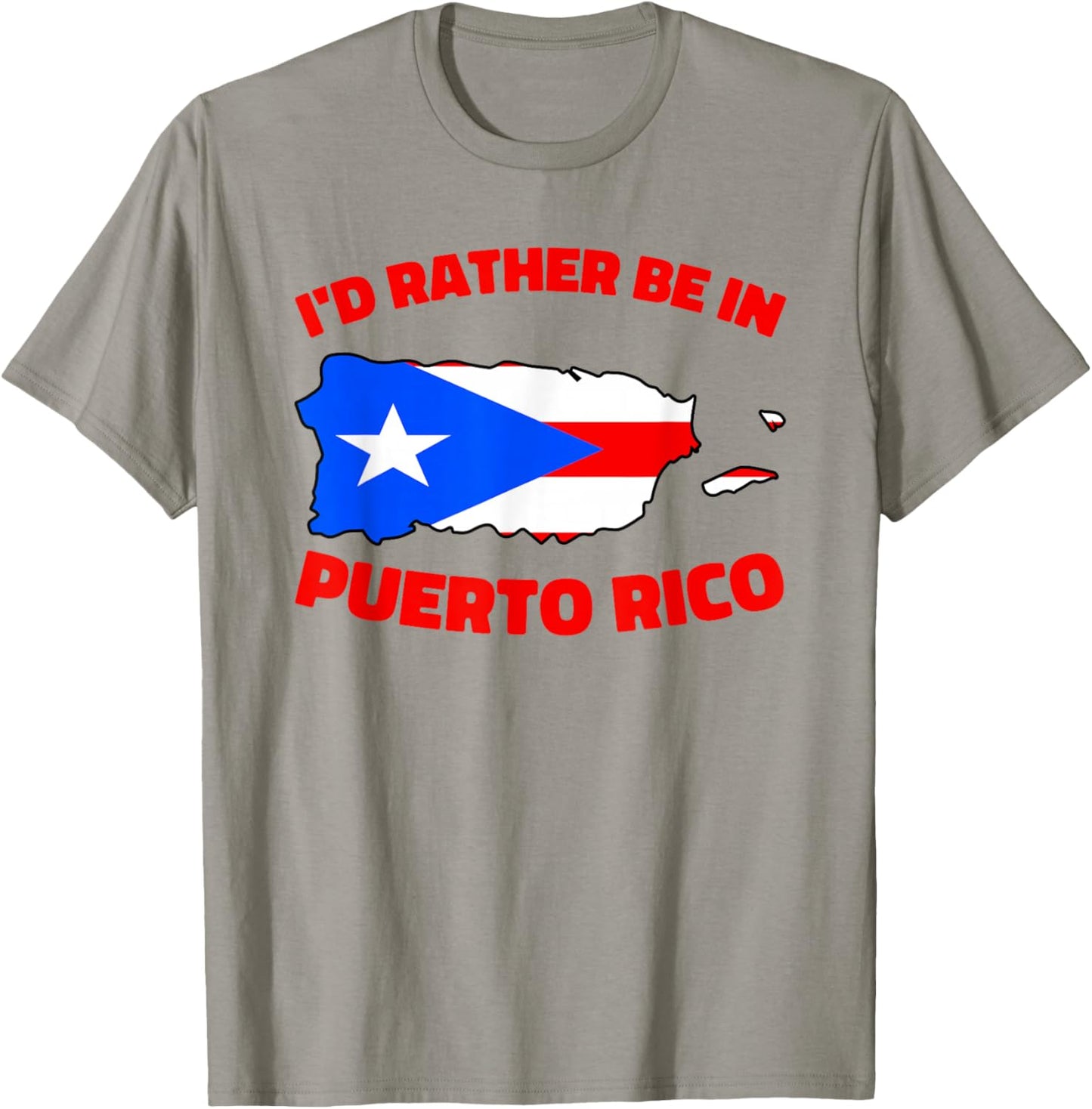 I'd Rather Be in Puerto Rico Boricua Map Puerto Rican Flag T-Shirt - T-Shirt | Sand