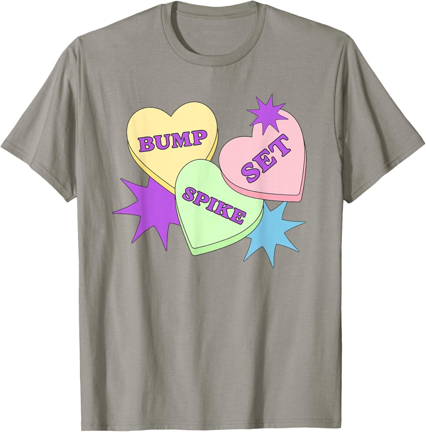 Volleyball Valentine's Day Sports Bump Set Spike Cute Hearts T-Shirt - T-Shirt | Sand