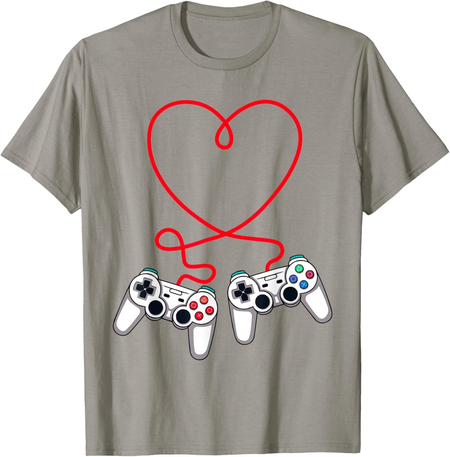 Video Gamer Valentines Day Controllers Heart Teens Boys Kids T-Shirt - T-Shirt | Sand
