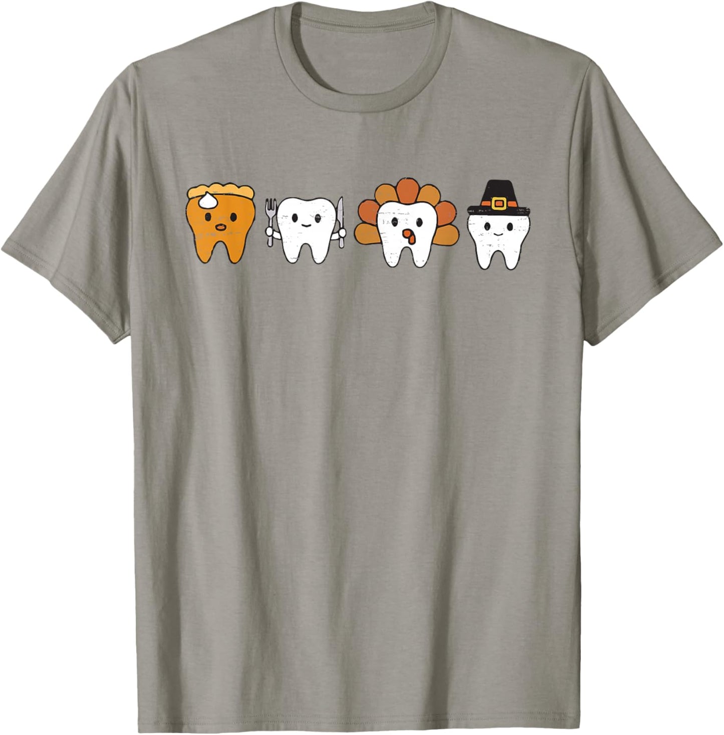 Teeth Turkey Pumpkin Dental Hygienist Dentist Thanksgiving T-Shirt - T-Shirt | Sand