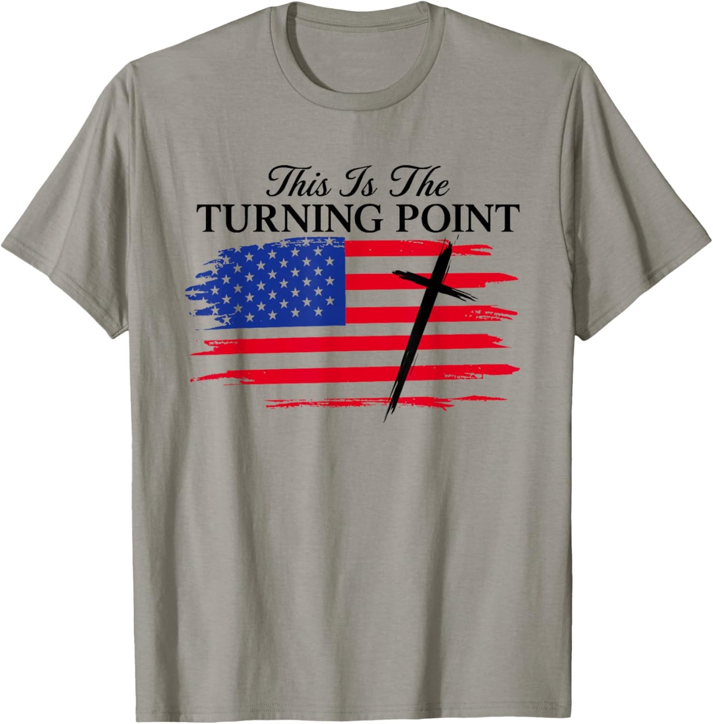 White This is The Turning Point American Flag T-Shirt - T-Shirt | Sand