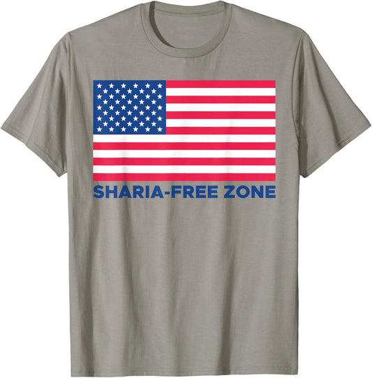 Sharia Free Zone America Flag T-Shirt - T-Shirt | Sand
