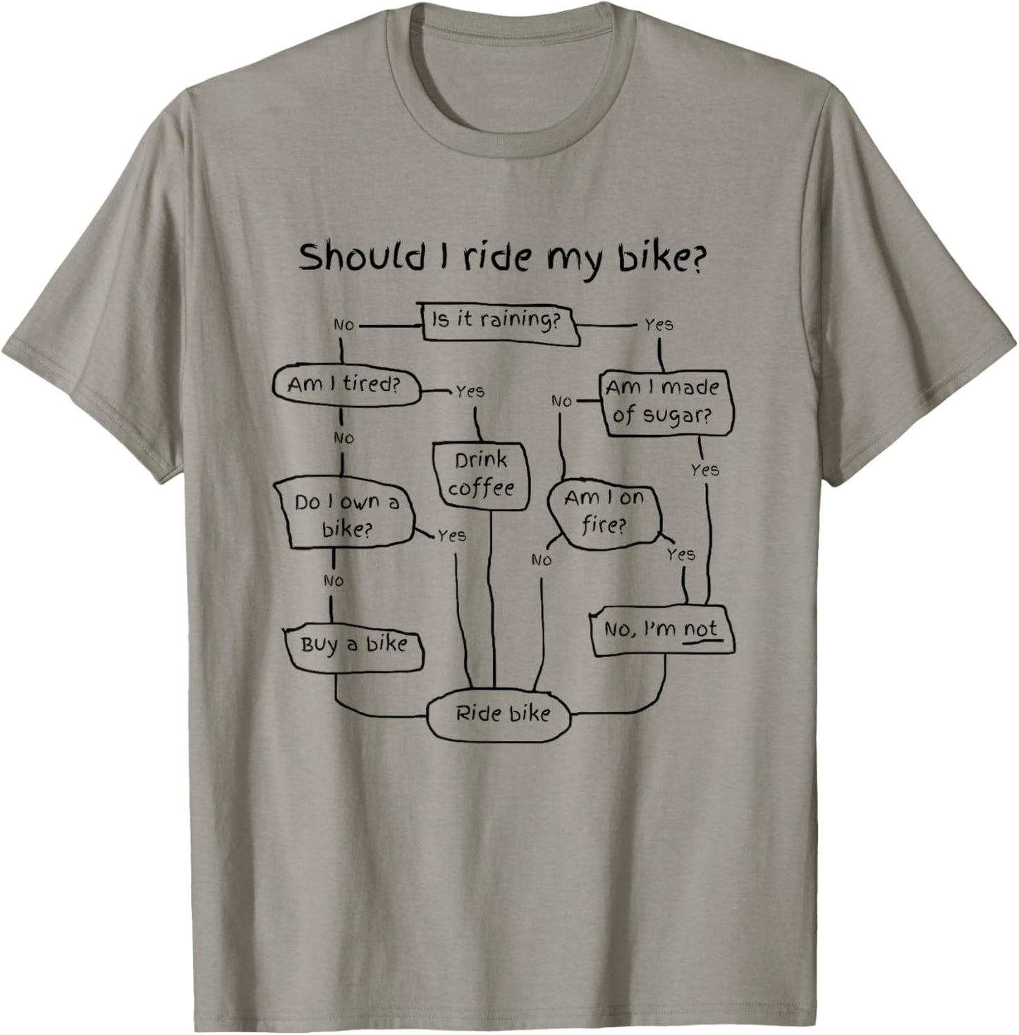 Decisions Should I Ride My Bike T-Shirt - T-Shirt | Sand
