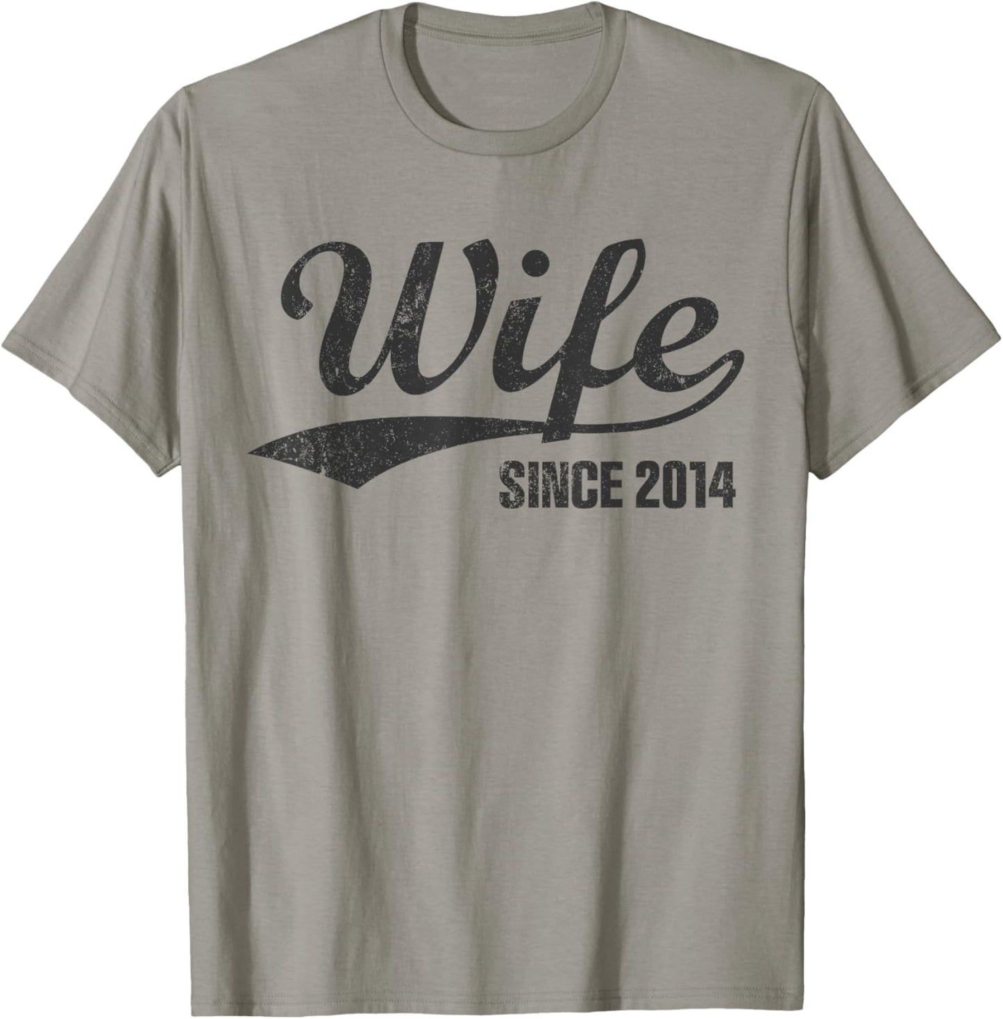 Retro Distressed Wife Since 2014 12th Wedding Anniversary T-Shirt - T-Shirt | Sand