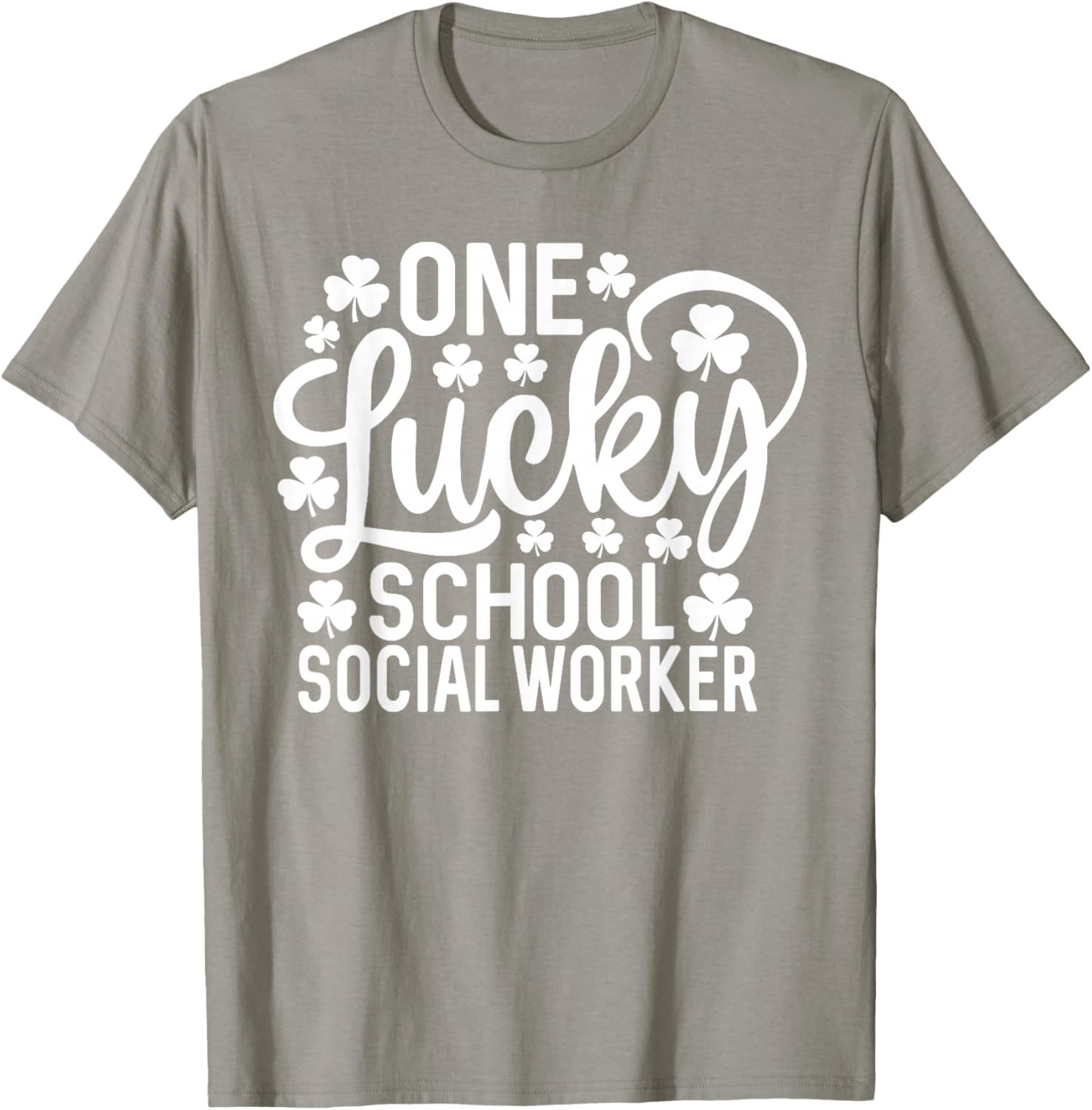 One Lucky School Social Worker Funny St Patrick's Day T-Shirt - T-Shirt | Sand