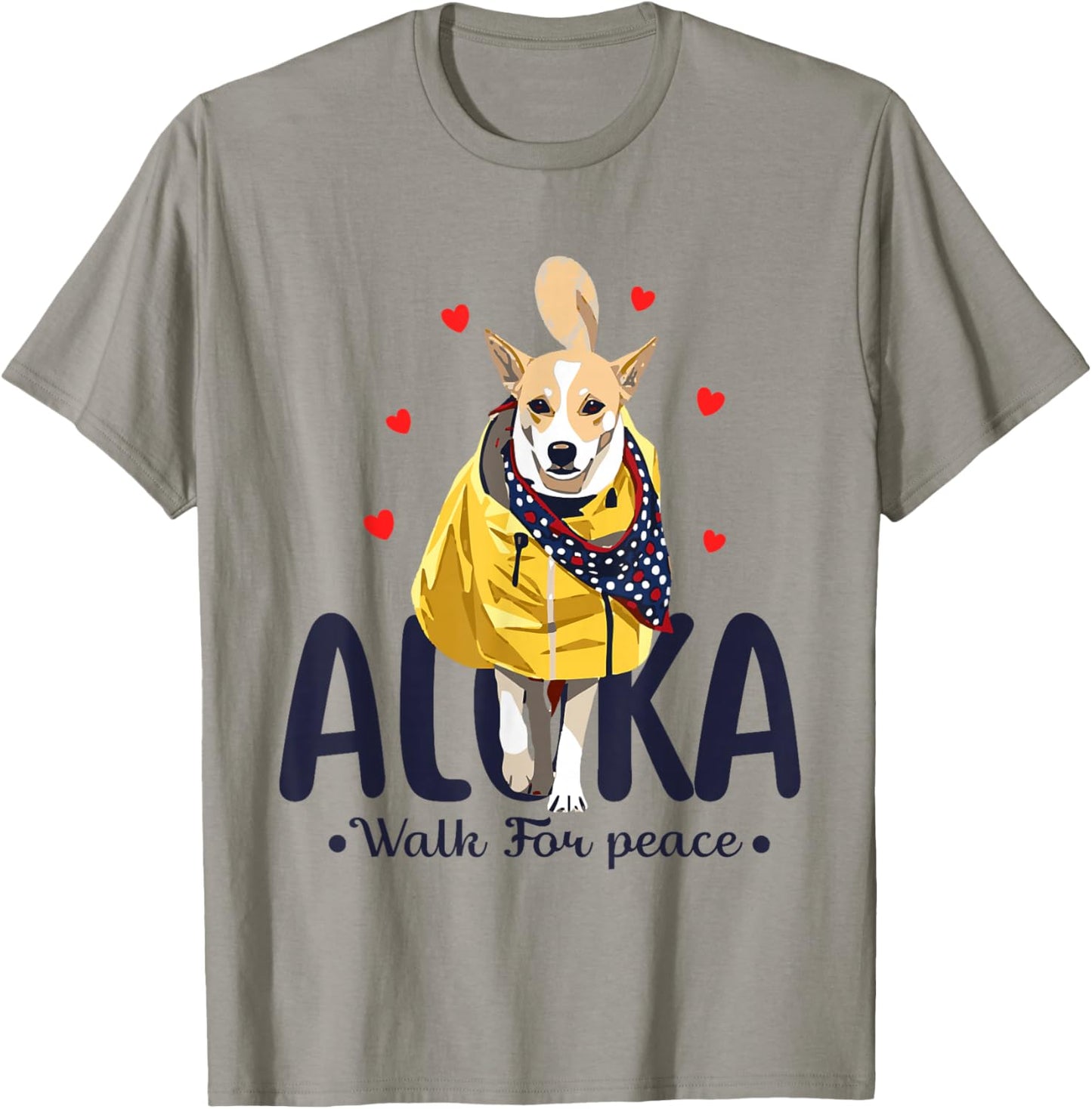 Aloka – Walk for Peace Monks with Aloka Dog T-Shirt - T-Shirt | Sand