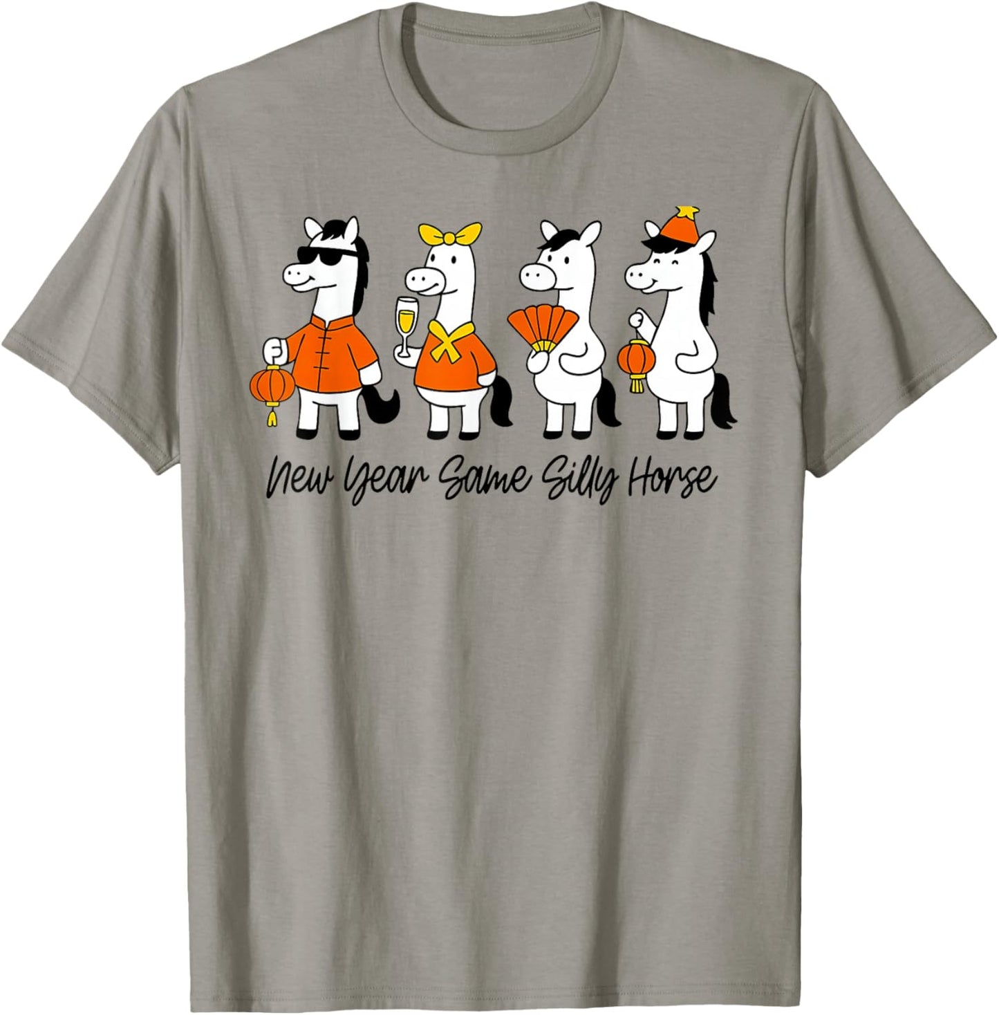 Humorous Silly Horse Lunar New Year Chinese Celebration T-Shirt - T-Shirt | Sand