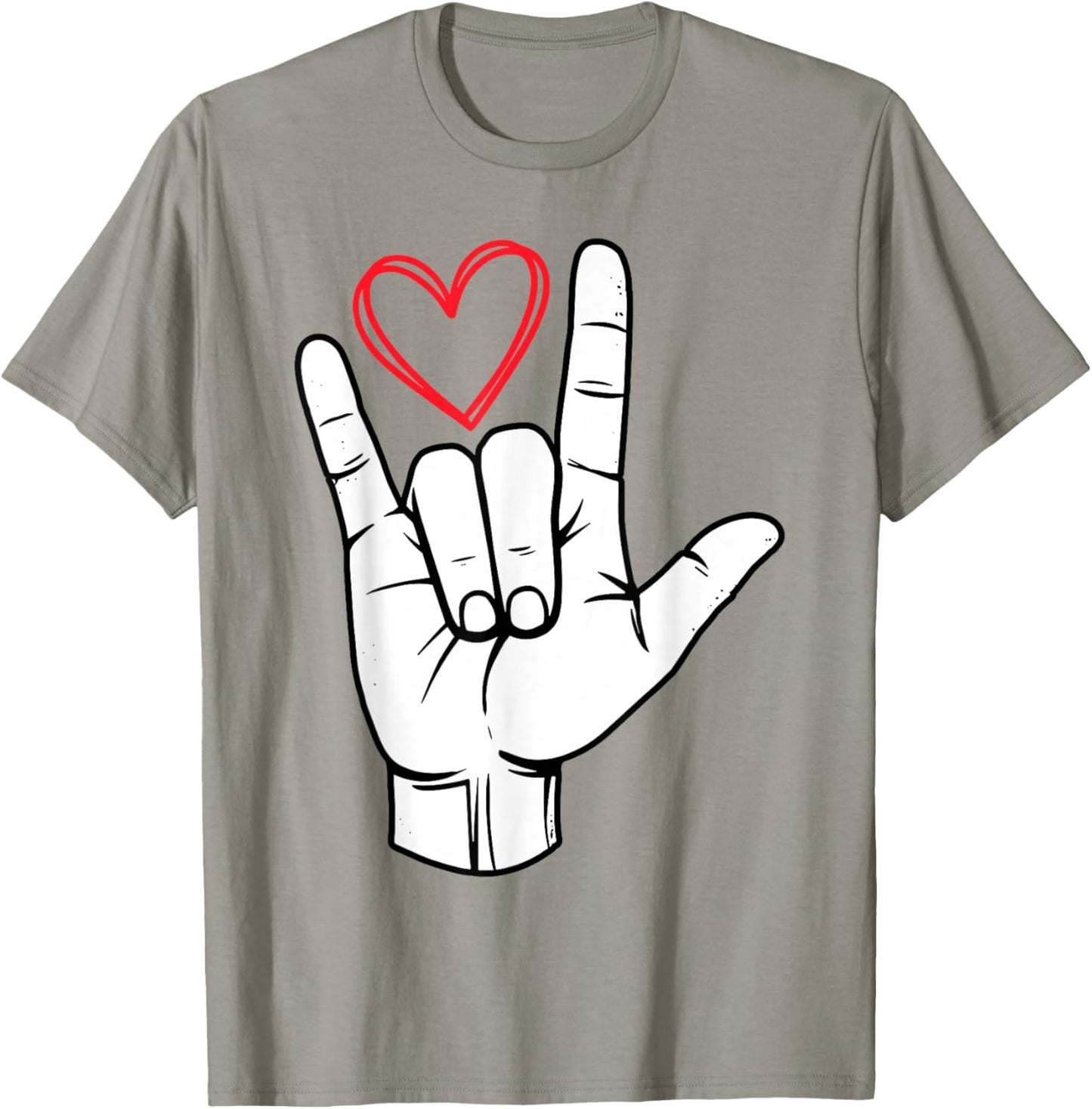 I Love You Sign Language Valentine's Day ASL Heart T-Shirt - T-Shirt | Sand