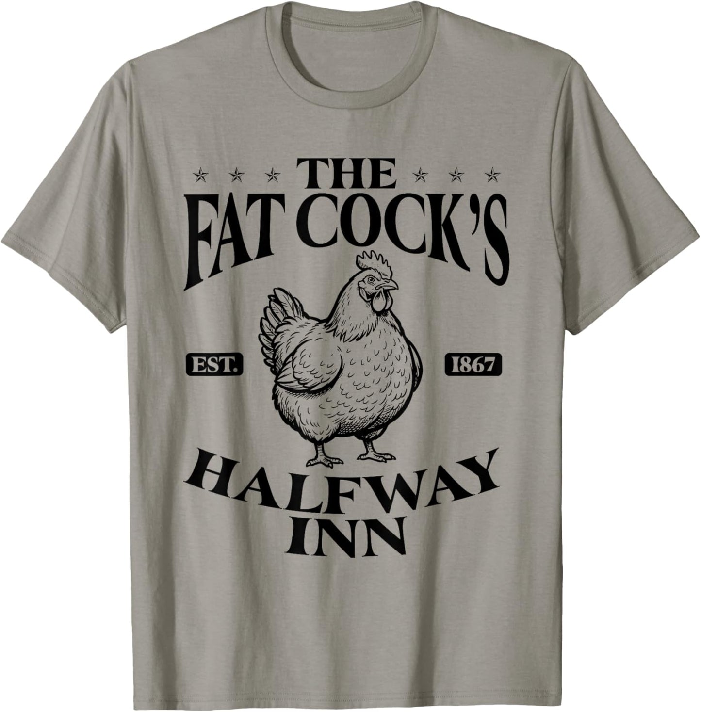 The Fat Cock's Halfway Inn Funny Pub T-Shirt - T-Shirt | Sand
