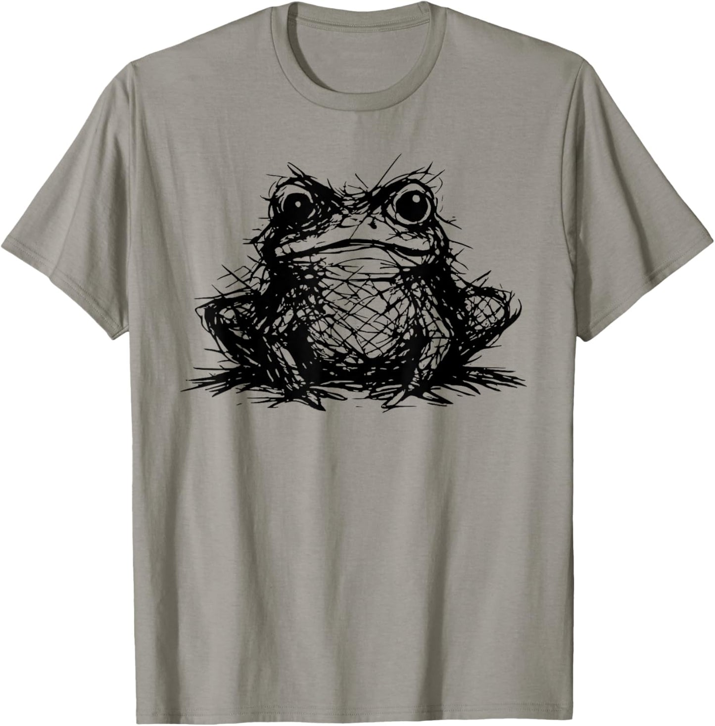 Minimal Line Art Minimalist Abstract Sketch Scribble Frog T-Shirt - T-Shirt | Sand