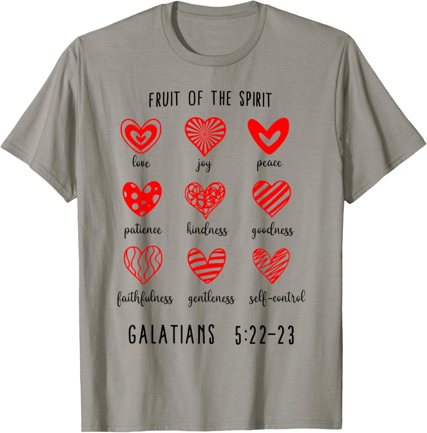Fruit of The Spirit Christian Hearts Galatians 5:22-23 T-Shirt - T-Shirt | Sand