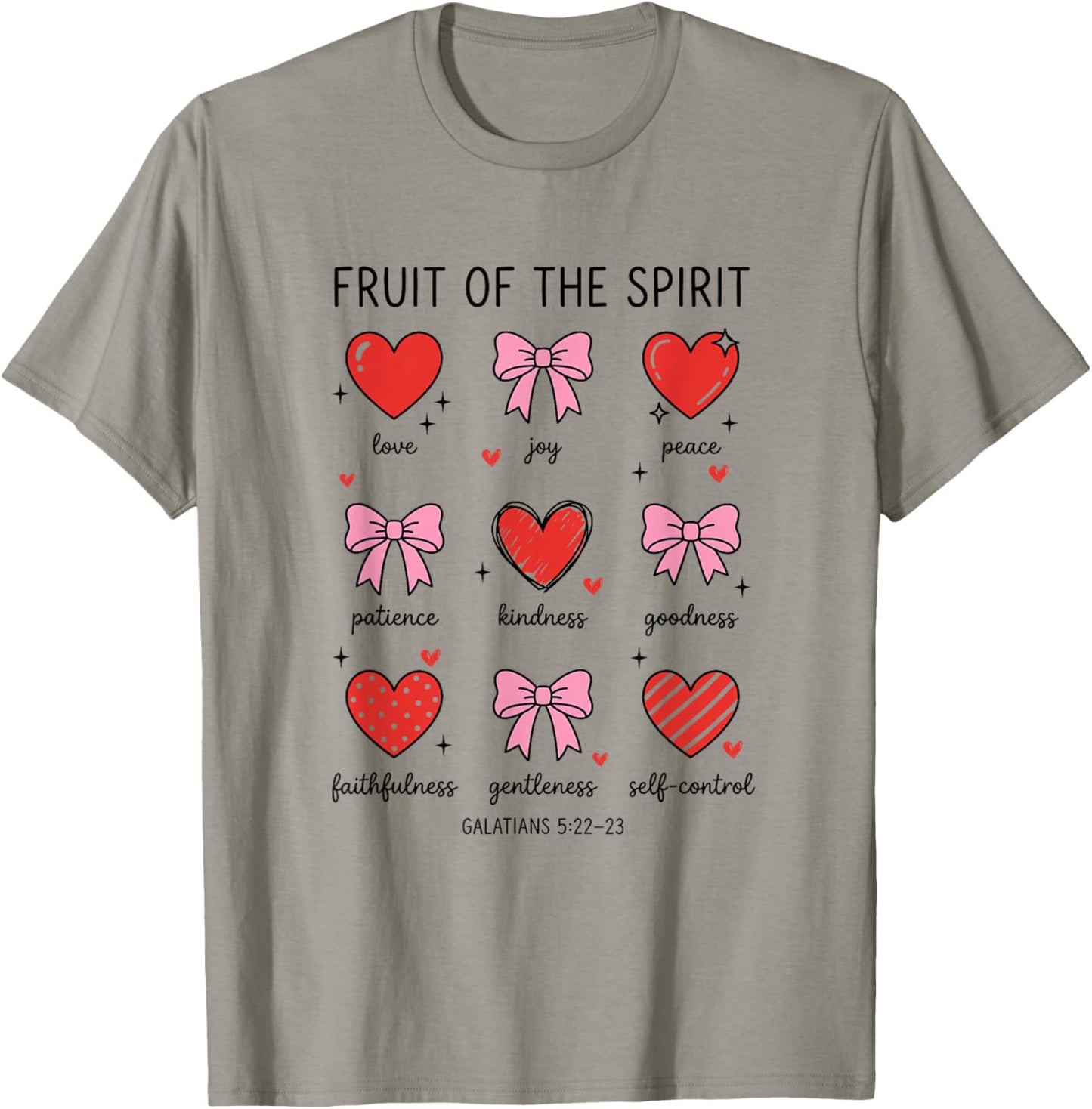 Fruit of The Spirit Christian Valentines Hearts Galatians T-Shirt - T-Shirt | Sand