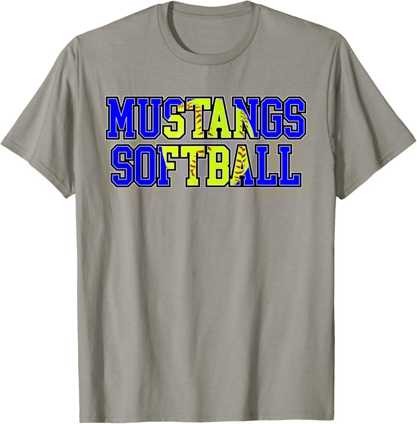 Mustangs Softball Mom Blue Mustang Pride Game Day Team T-Shirt - T-Shirt | Sand