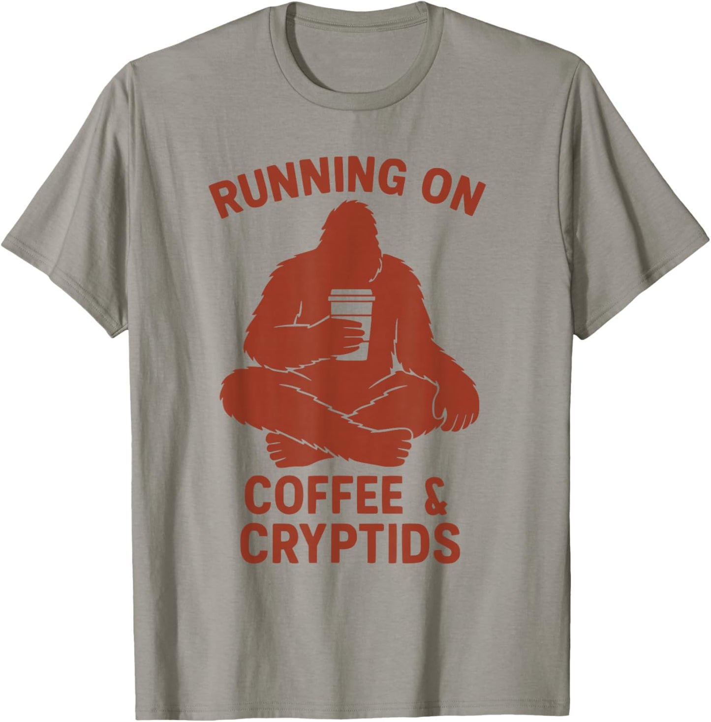 Coffee and Cryptids Funny Bigfoot Women's Men's Sasquatch T-Shirt - T-Shirt | Sand