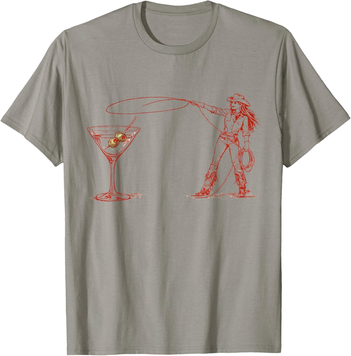 Cowgirl Martini Western T-Shirt - T-Shirt | Sand